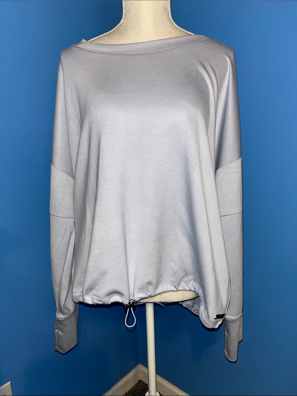 Nine West Light Blue Boatneck Drawstring Pullover, Size 3X